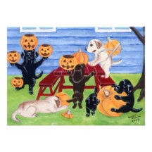 Invitations de partie de Labradors Halloween