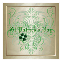 Invitations de partie d'or de shamrock du jour de 