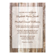 Invitations en bois de mariage de grange rustique