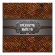 Invitations en cuir de Mitzvah de barre de Brown B