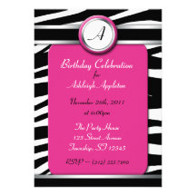 Invitations fuchsia d'anniversaire de monogramme d