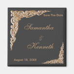 Invitations noires de mariage d'or magnets