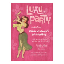 Invitations roses de fête d'anniversaire de Luau