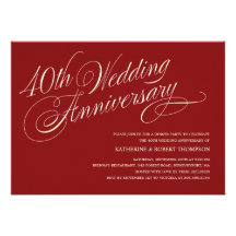 Invitations rouges d'anniversaire de mariage