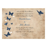 invitations vintages de mariage de papillon