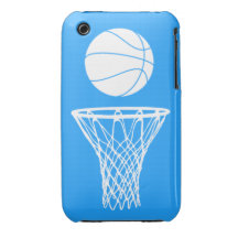 iPhone 3 Basketball-Silhouette-Weiß auf Blau iPhone 3 Hülle