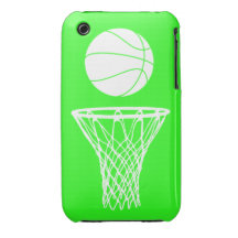 iPhone 3 Basketball-Silhouette-Weiß auf Grün iPhone 3 Cover