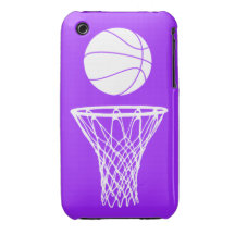 iPhone 3 Basketball-Silhouette-Weiß auf Lila iPhone 3 Hülle