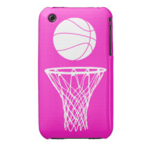 iPhone 3 Basketball-Silhouette-Weiß auf Rosa iPhone 3 Case-Mate Hüllen