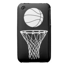 iPhone 3 Basketball-Silhouette-Weiß auf Schwarzem iPhone 3 Cover