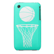 iPhone 3 Basketball-Silhouette-Weiß auf Türkis iPhone 3 Case-Mate Hülle