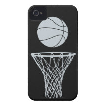 iPhone 4 Basketball-Silhouette-Silber auf Schwarze iPhone 4 Cover