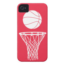 iPhone 4 Basketball-Silhouette-Weiß auf Rot iPhone 4 Case-Mate Hüllen