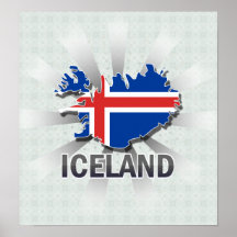 Island-Flaggen-Karte 2,0 Posterdrucke