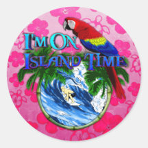 Island Time Surfing Round Stickers