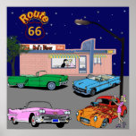 itinéraire 66 de wagon-restaurant des années 1950  posters