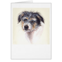 Jack-Russell-Terrier gemalt in der Wasserfarbe Karte