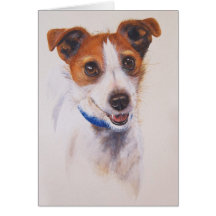 Jack-Russell-Terrier gemalt in der Wasserfarbe Grußkarte