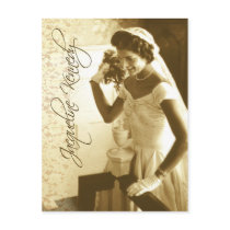 Jacqueline Kennedy, das ihren Hochzeitsblumenstrau Postkarte