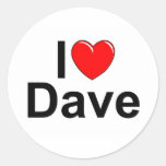 J'aime (coeur) Dave Autocollants