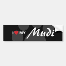 J'aime (coeur) mon Mudi Adhésifs Pour Voiture