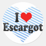 J'aime Escargot Autocollant Rond