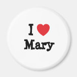 J'aime la coutume de coeur de Mary personnalisée Aimants