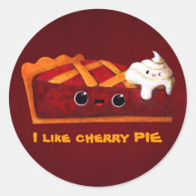 J'aime la tarte aux cerises - texte fait sur comma autocollant