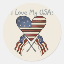 J'aime mes T-shirts et cadeaux des Etats-Unis Adhésifs