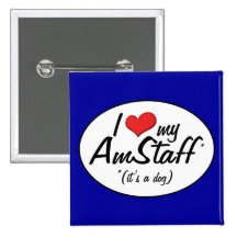 J'aime mon AmStaff (c'est un chien) Pin's