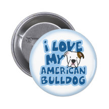 J'aime mon bouton américain de bouledogue badges