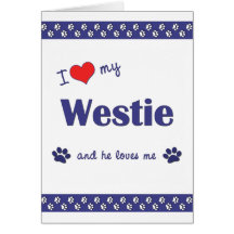 J'aime mon Westie (le chien masculin) Cartes De Vœux