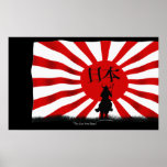 JAPANISCHES Samurai-Kriegers-Flaggen-Kunst-Plakat
