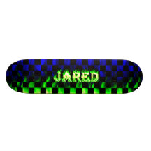 Jared grüner Feuer Skatersollie Skateboard. Bedruckte Skateboarddecks