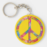 Jaune de la paix | de flower power porte-clefs