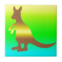 Jaune de Silhoutte de kangourou et vert frais Carreaux