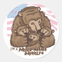 Je suis une maman fière Grizzly Autocollants