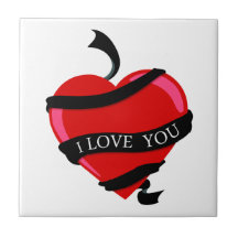 Je t'aime coeur carreaux en céramique