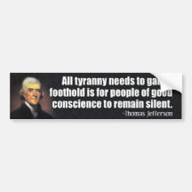 Jefferson: Alle Tyrannei muss eine Stellung gewinn Autoaufkleber
