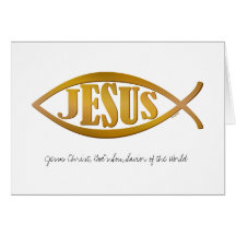 Jésus avec le symbole chrétien de poissons cartes