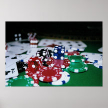 Jetons de poker, cartes, et matrices affiche