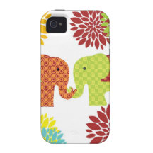 Jolis éléphants dans l'amour tenant des fleurs de  coques iPhone 4/4S
