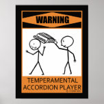 Joueur capricieux d'avertissement d'accordéon poster
