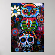 JOUR DE HIBOU D'ART POPULAIRE DE LA PEINTURE MORTE POSTER
