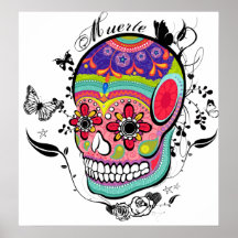 Jour de Muerte du crâne mort Affiche