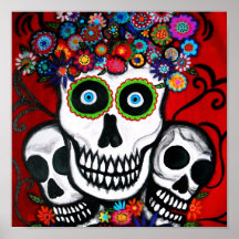 Jour des morts 3 crânes posters