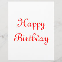 Joyeux anniversaire. Rouge et blanc. Coutume Prospectus Personnalisés