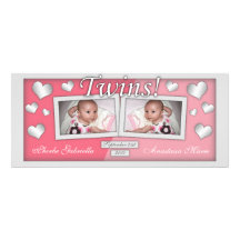 Jumelle des annonces de naissance de filles de ~ invitations personnalisées