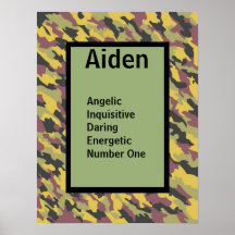 Jungen tarnen Militärarmee-Namen-Kunst-Plakat