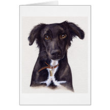 Junger Collie-Hund gemalt in der Wasserfarbe Grußkarte